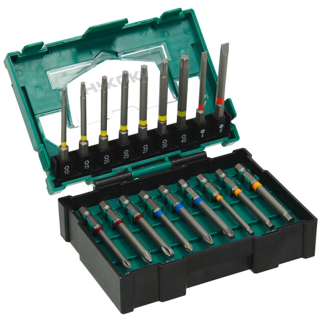 HiKOKI Bit-Box 1/4, 18-tlg., 75mm, inkl. magnetischem Bithalter, Größe II