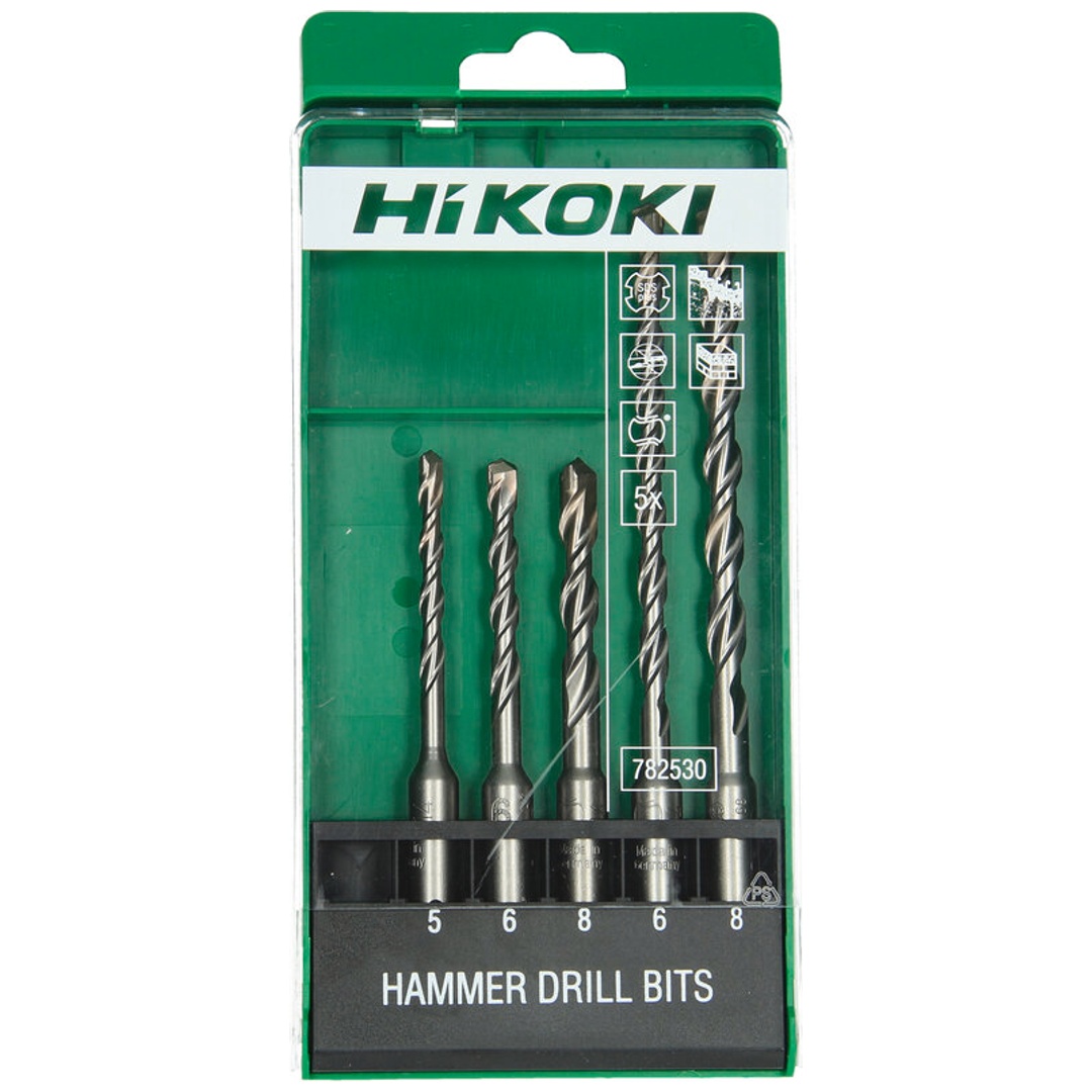 HiKOKI HM-Hammerbohrerset SDS-plus (5-tlg.), 5/6/8 x 110 mm + 6/8 x 160 mm