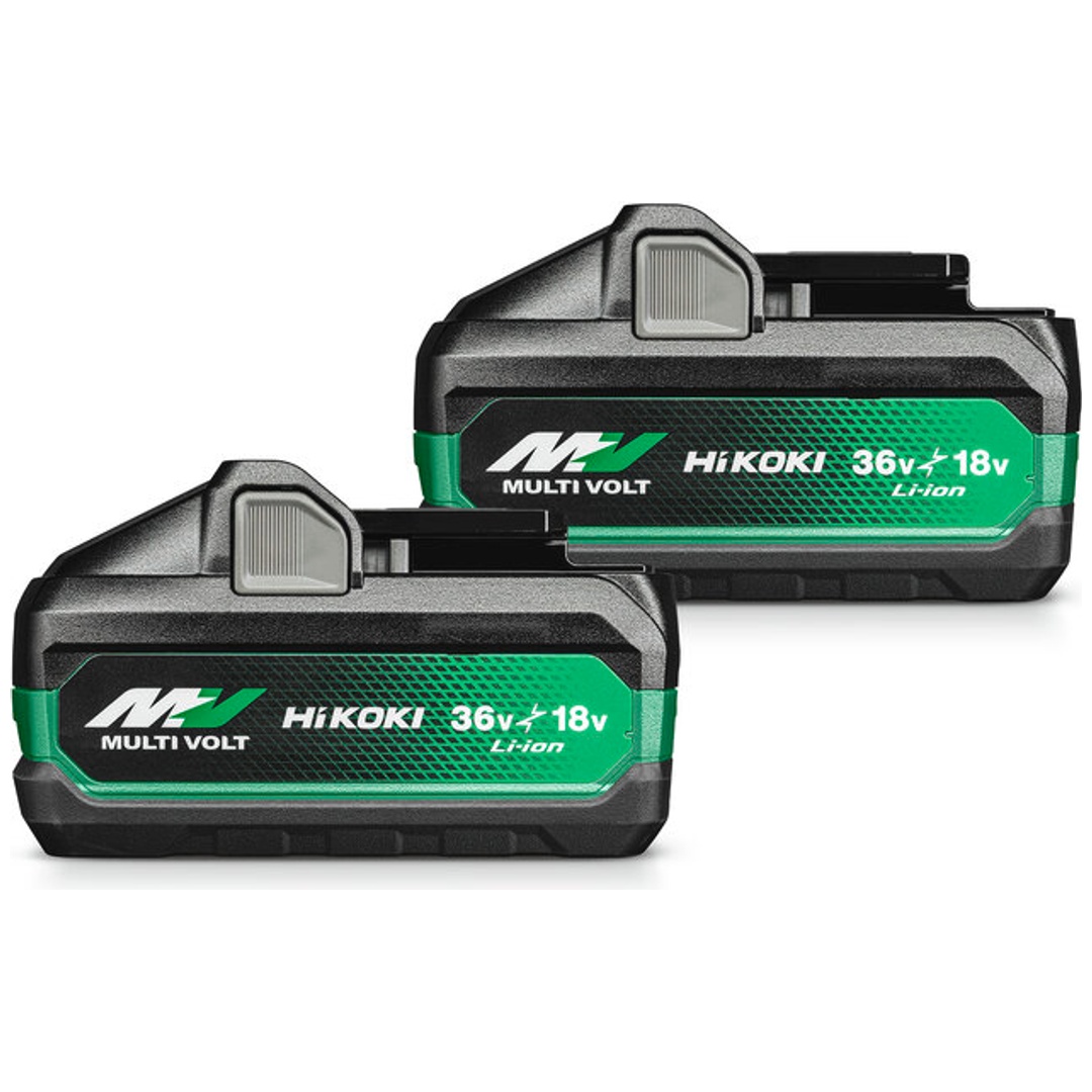 HiKOKI MULTI VOLT 2x Akku BSL36B18X (18V 5.0 Ah / 36V 2.5 Ah Akku, Li-Ion, 4-Stufen-LED Ladestandskontrolle)