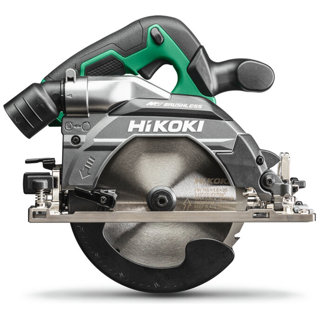 HiKOKI Akku-Handkreissäge 36 V Brushless, Ø 165 mm, Schnitttiefe 66 mm, incl. Zubehör, Führungsschlitten, Koffer