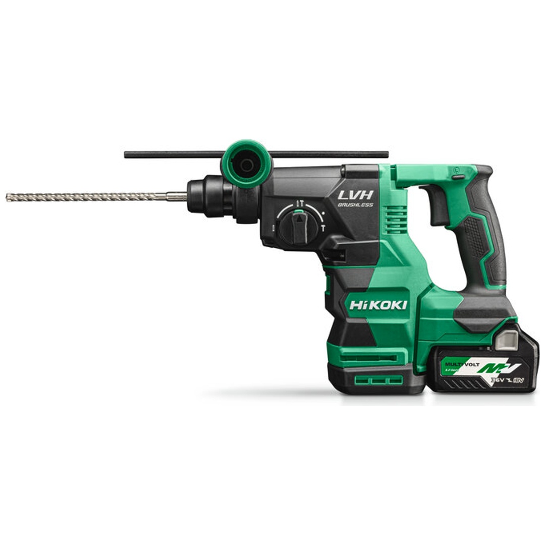 HiKOKI Akku-Bohr- und Meißelhammer 18 V Brushless, SDS-plus, 3,2 J, incl. 2x Akku 5 Ah, Ladegerät, Zubehör, Koffer