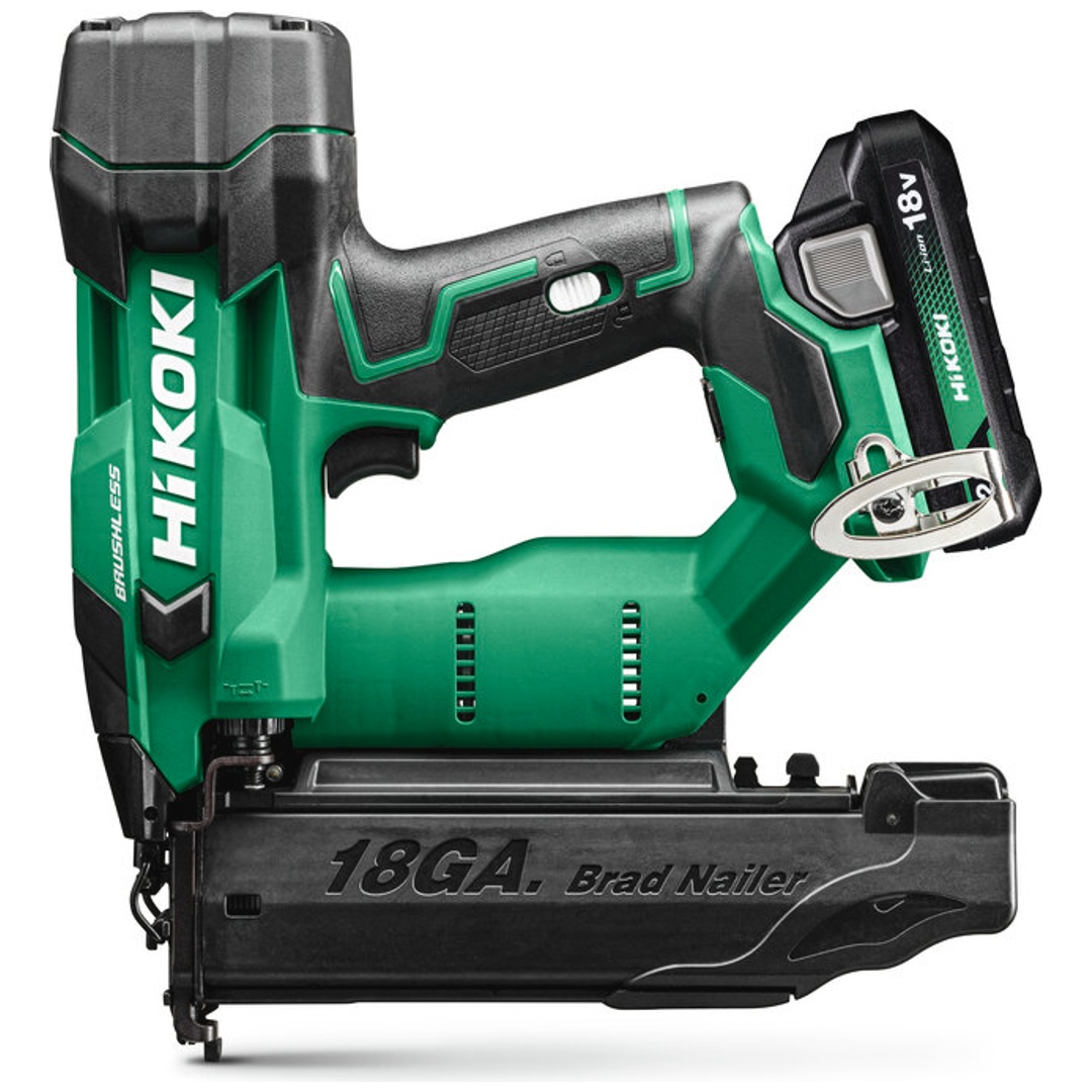 HiKOKI Akku-Stiftnagler 18 V Brushless, für 18 Gauge/1,0 x 1,25 mm Stauchkopfnägel, incl. 2x Akku 2 Ah, Ladegerät, Zubehör, Koffer