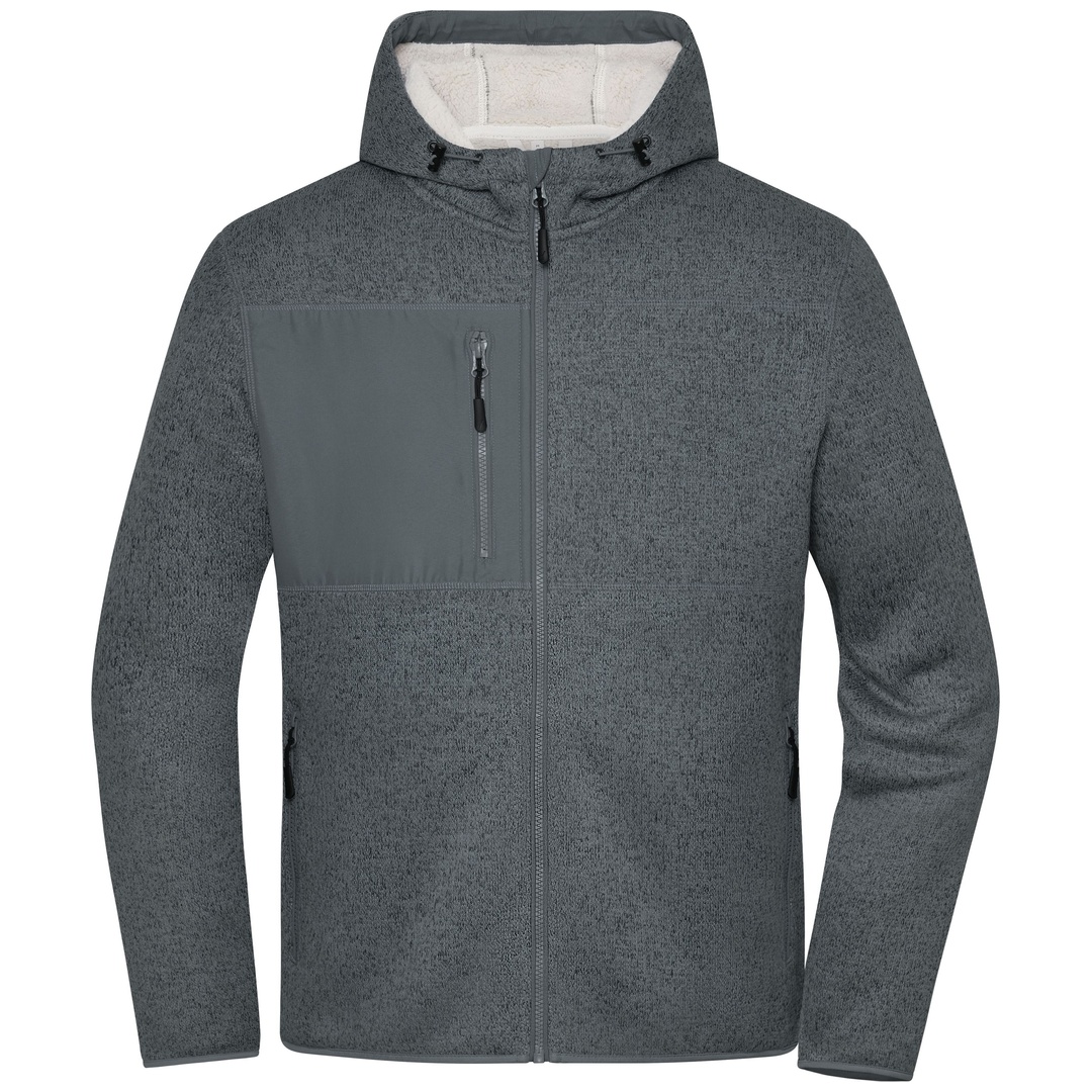 James & Nicholson Strick-Fleecejacke JN1874 Gr. S metal-grey-melange/nature