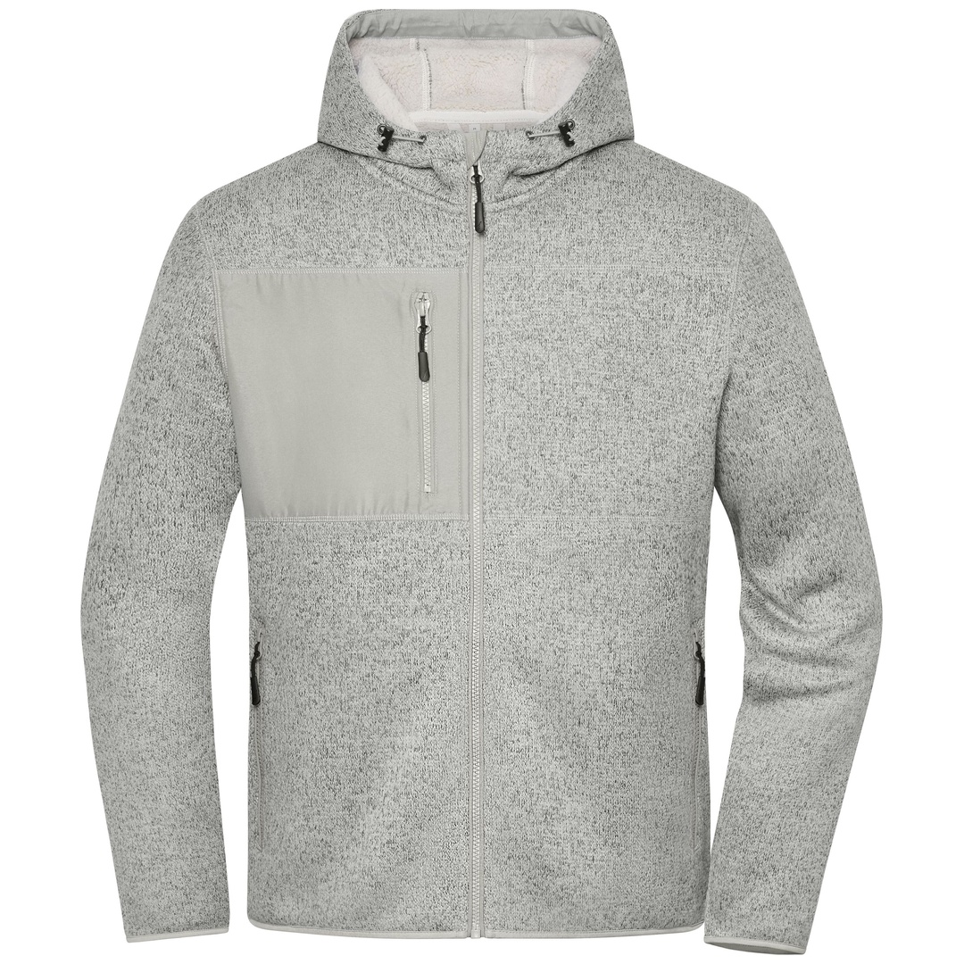 James & Nicholson Strick-Fleecejacke JN1874 Gr. 4XL cement-melange/nature
