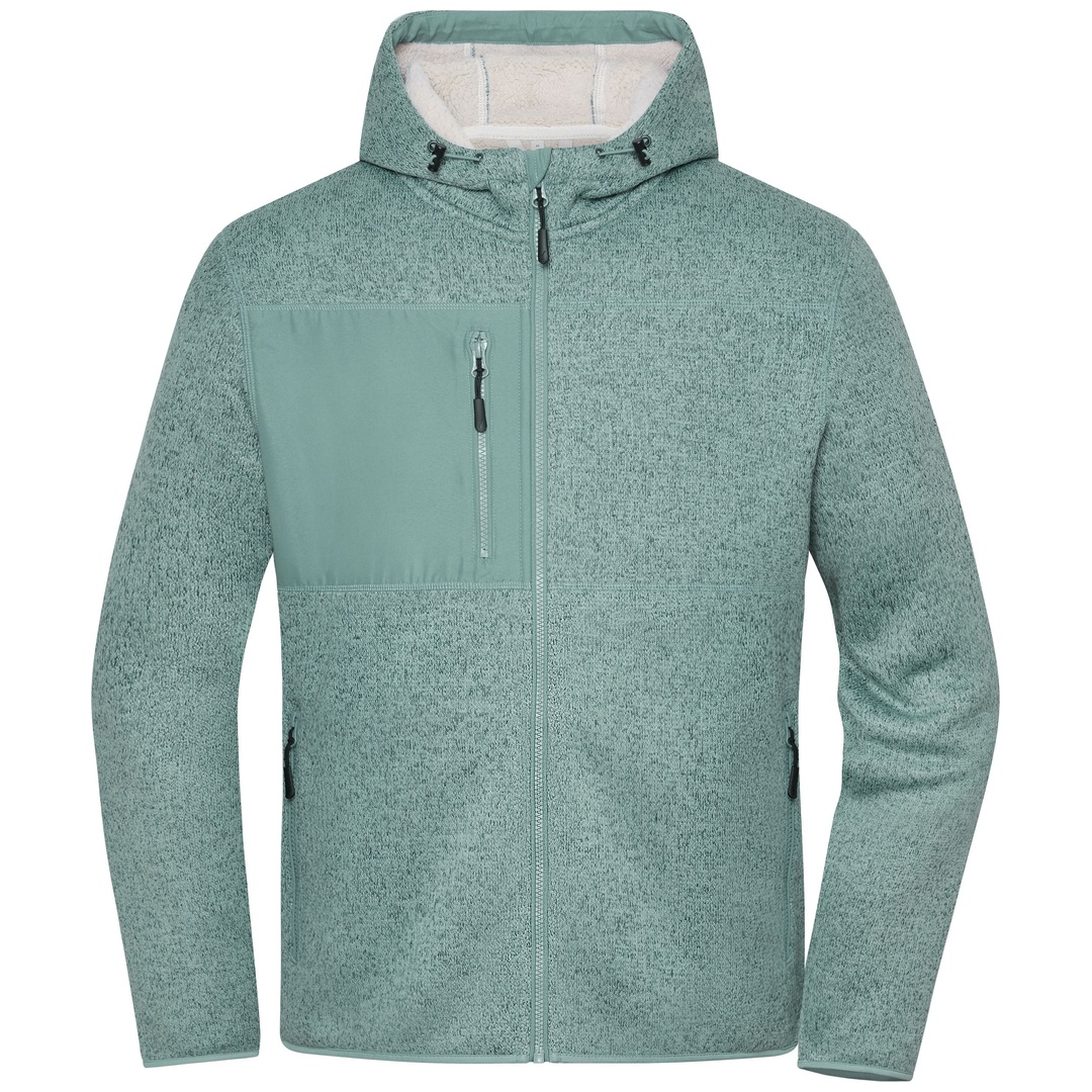 James & Nicholson Strick-Fleecejacke JN1874 Gr. 3XL foggy-green-melange/nature