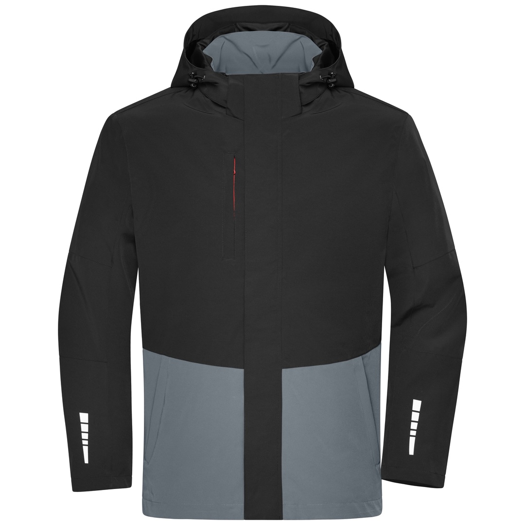James & Nicholson Hardshell-Regenjacke JN1878 Gr. 2XL black/metal-grey