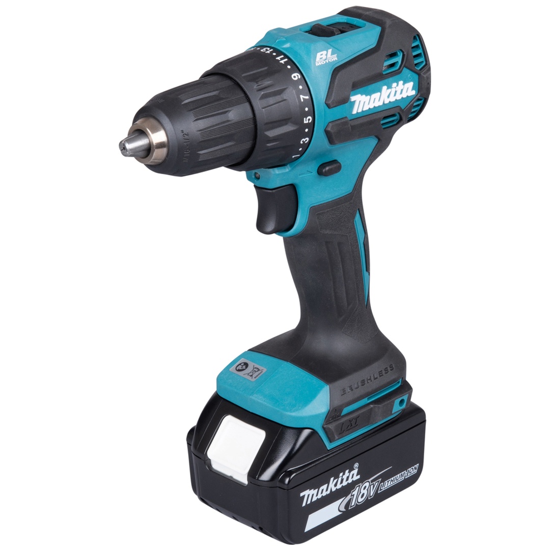 Makita Akku-Schlagbohrschrauber DHP490RFX3, 18 V, incl. 2x Akku LXT 3 Ah, Schnellladegerät, Bit-Set 74-tlg., Transportkoffer