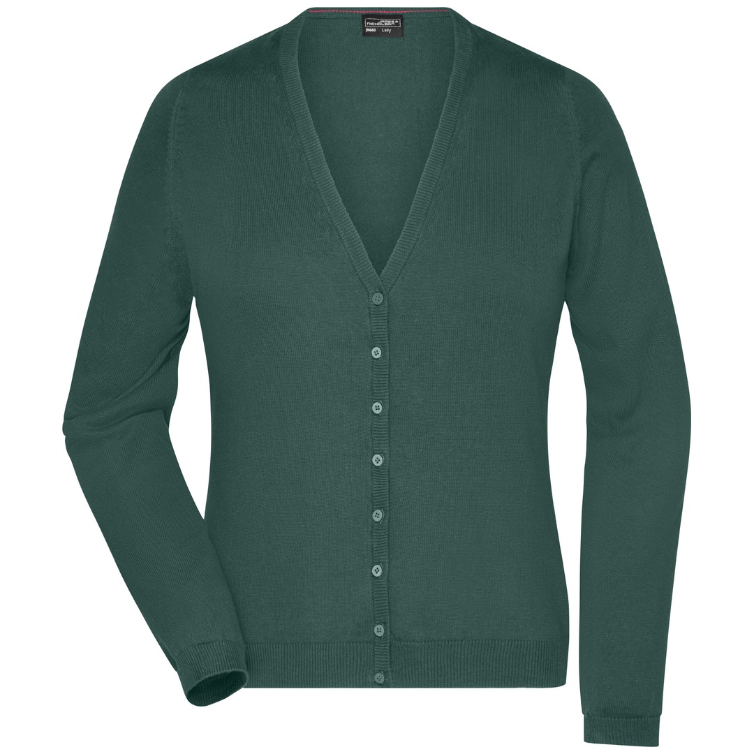 James & Nicholson Klassische Baumwoll-Strickjacke JN660 Gr. L forest-green