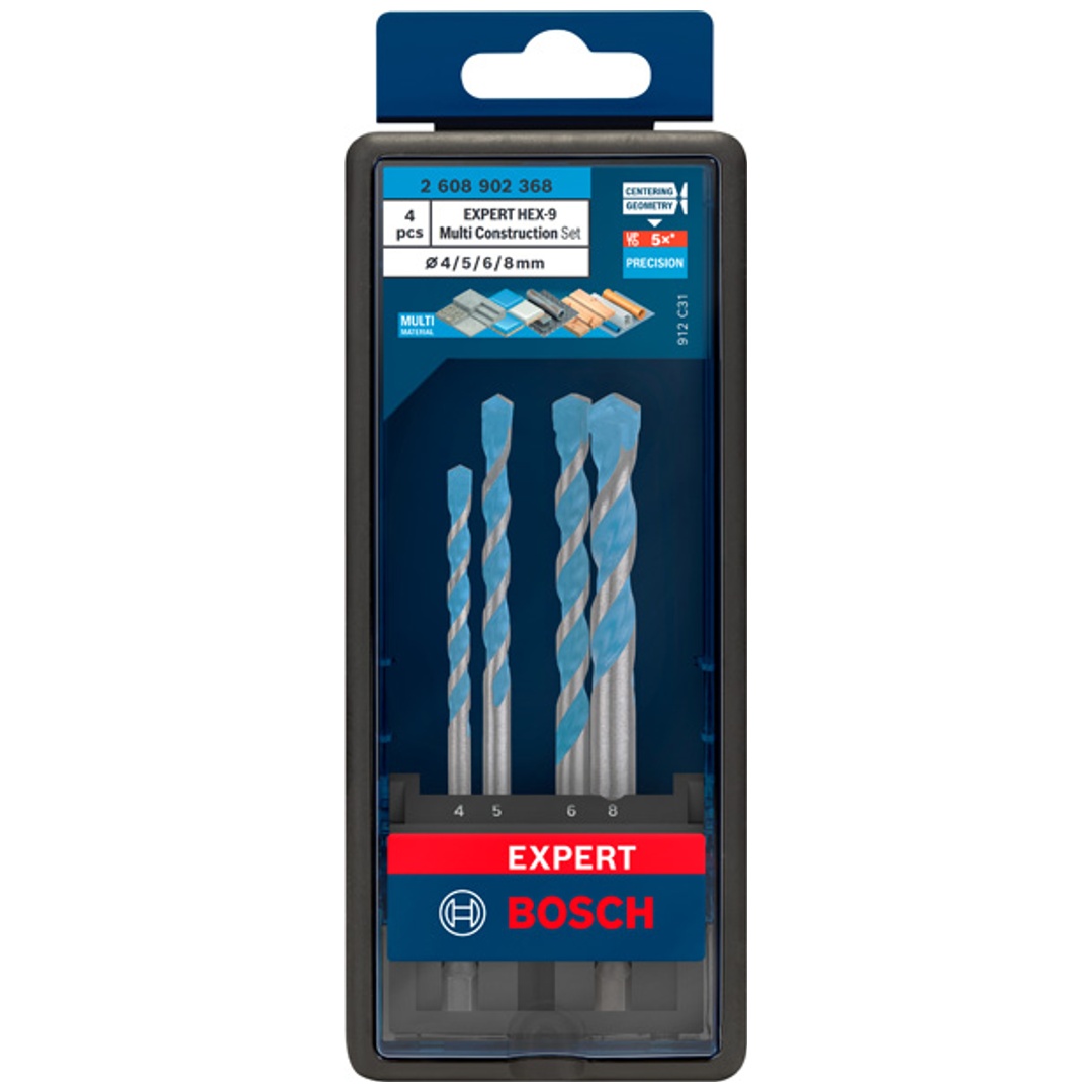 Bosch EXPERT HEX-9 Multi Construction Bohrer-Set, 4/5/6/8 mm, 4-tlg.