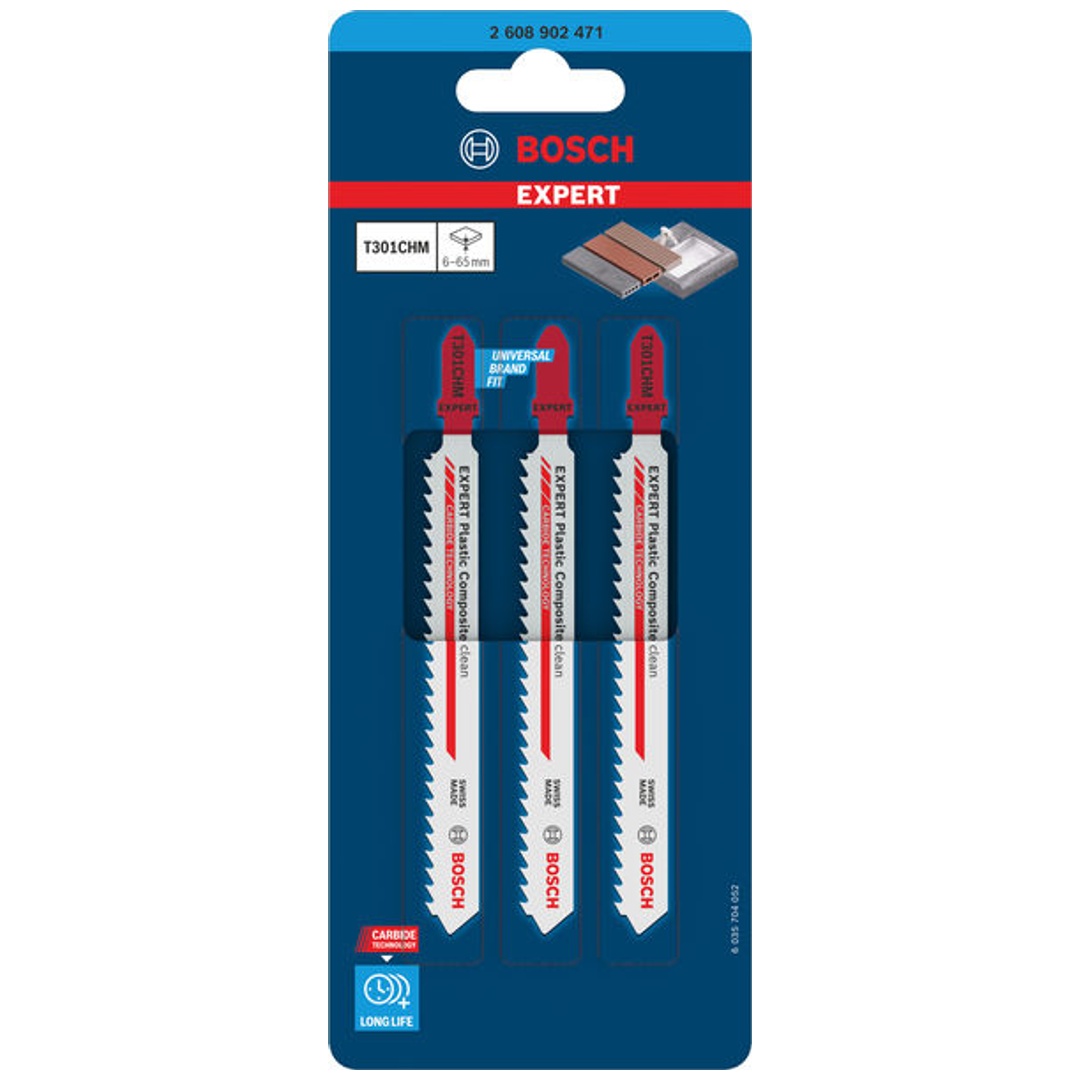 Bosch EXPERT Stichsägeblatt Plastic Composites clean T301CHM, 3-tlg.
