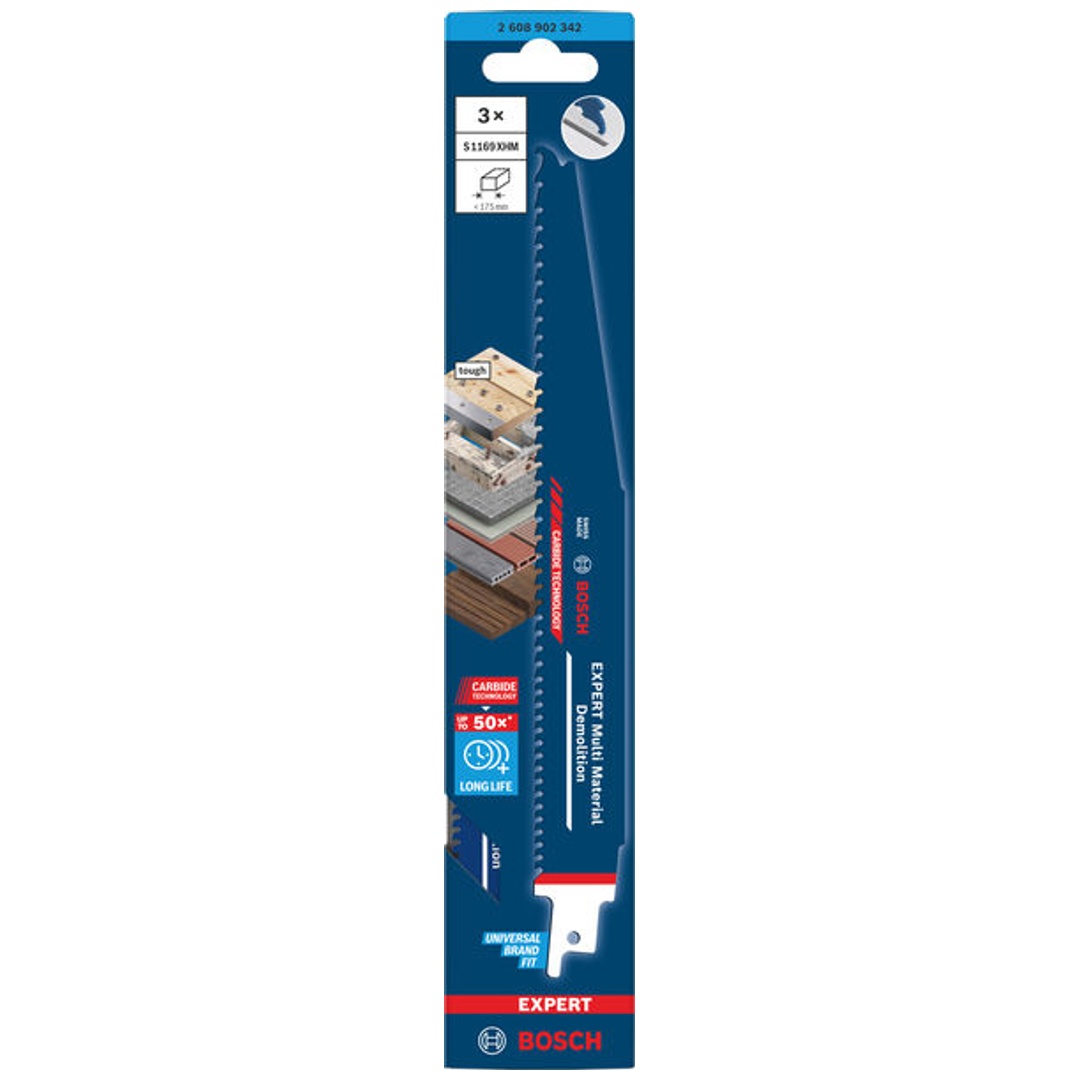 Bosch EXPERT Säbelsägeblatt Multi Material Demolition S1169XHM, 3-tlg.