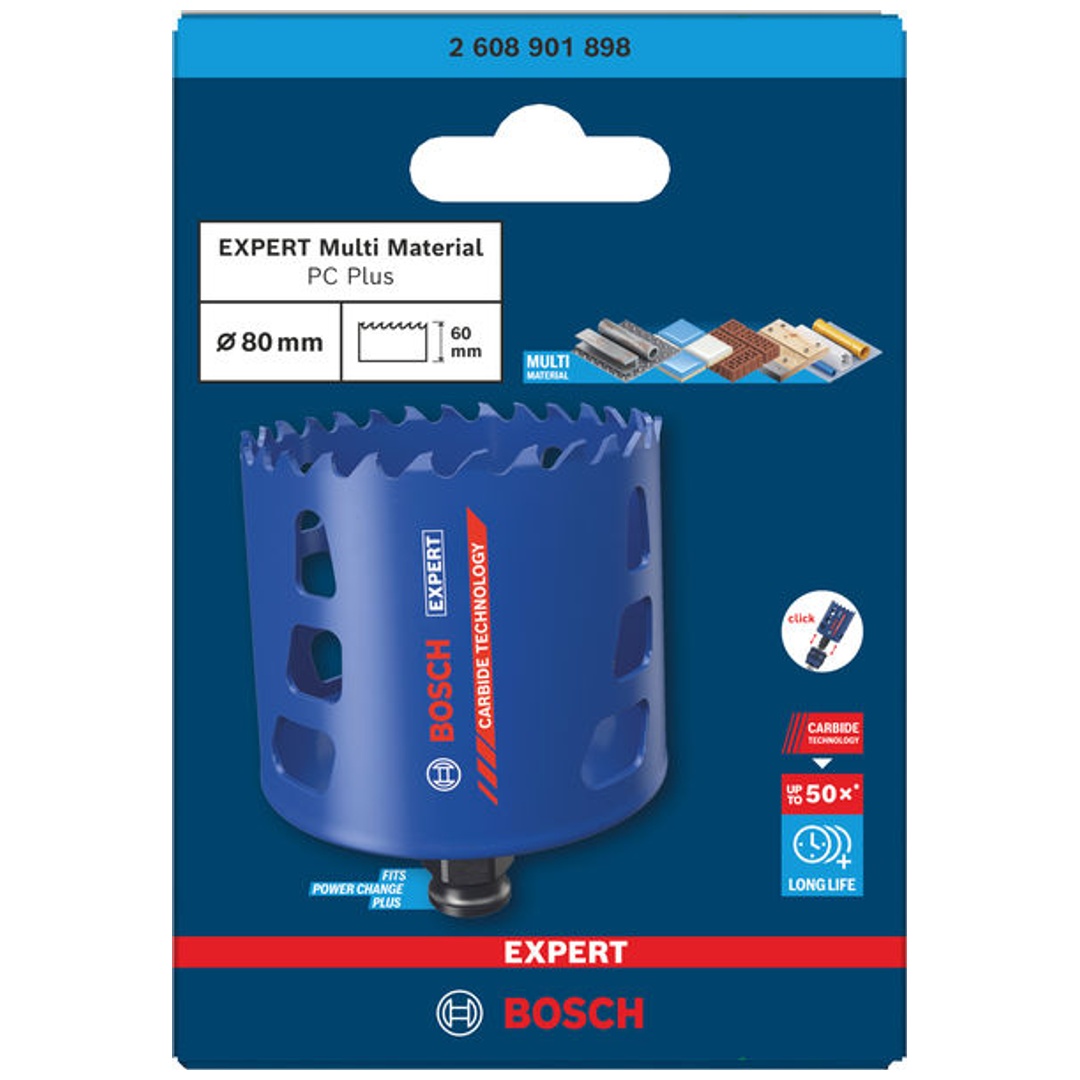 Bosch EXPERT Lochsäge Multi Material Power Change Plus, 80 x 60 mm