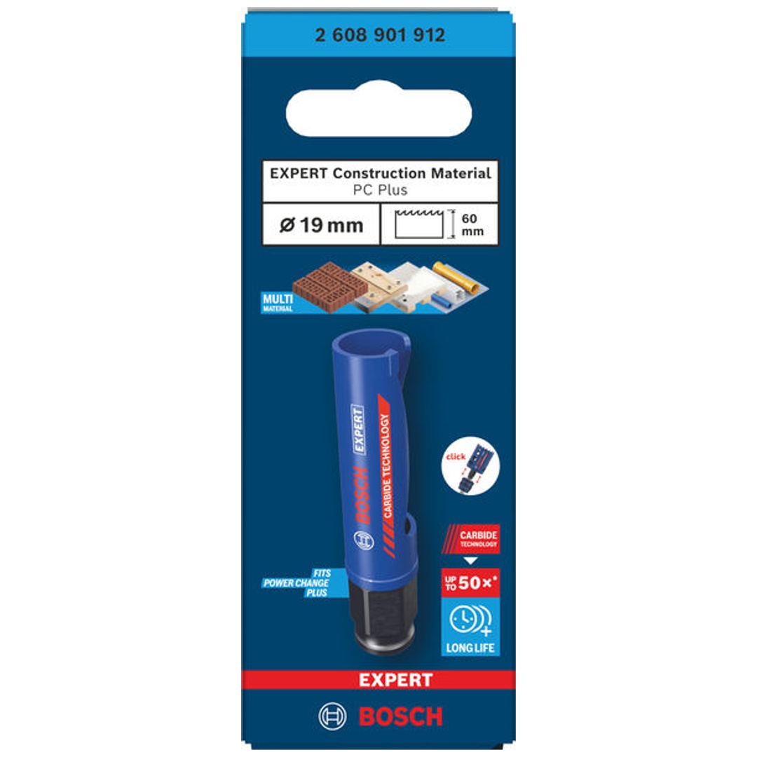 Bosch EXPERT Lochsäge Construction Material Power Change Plus, 19 x 60 mm