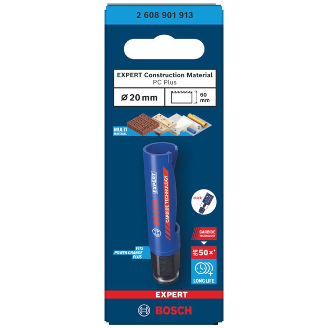 Bosch EXPERT Lochsäge Construction Material Power Change Plus, 20 x 60 mm