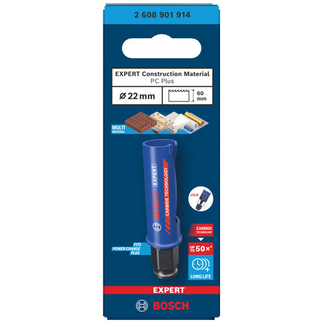 Bosch EXPERT Lochsäge Construction Material Power Change Plus, 22 x 60 mm