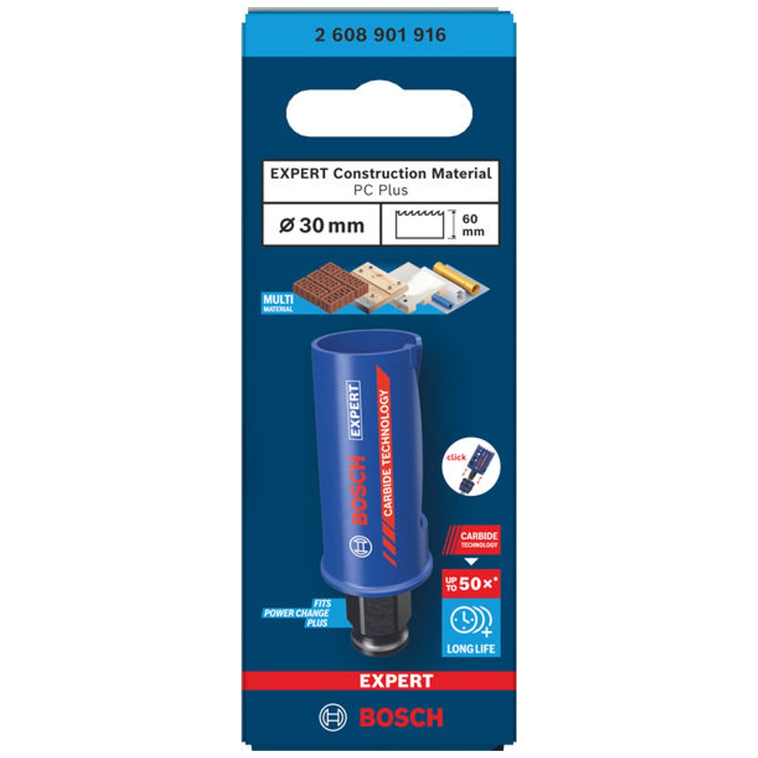 Bosch EXPERT Lochsäge Construction Material Power Change Plus, 30 x 60 mm