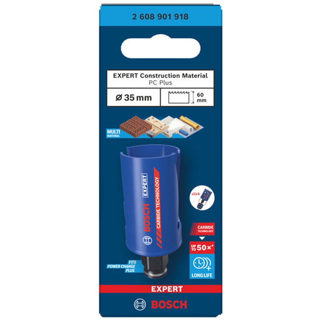 Bosch EXPERT Lochsäge Construction Material Power Change Plus, 35 x 60 mm