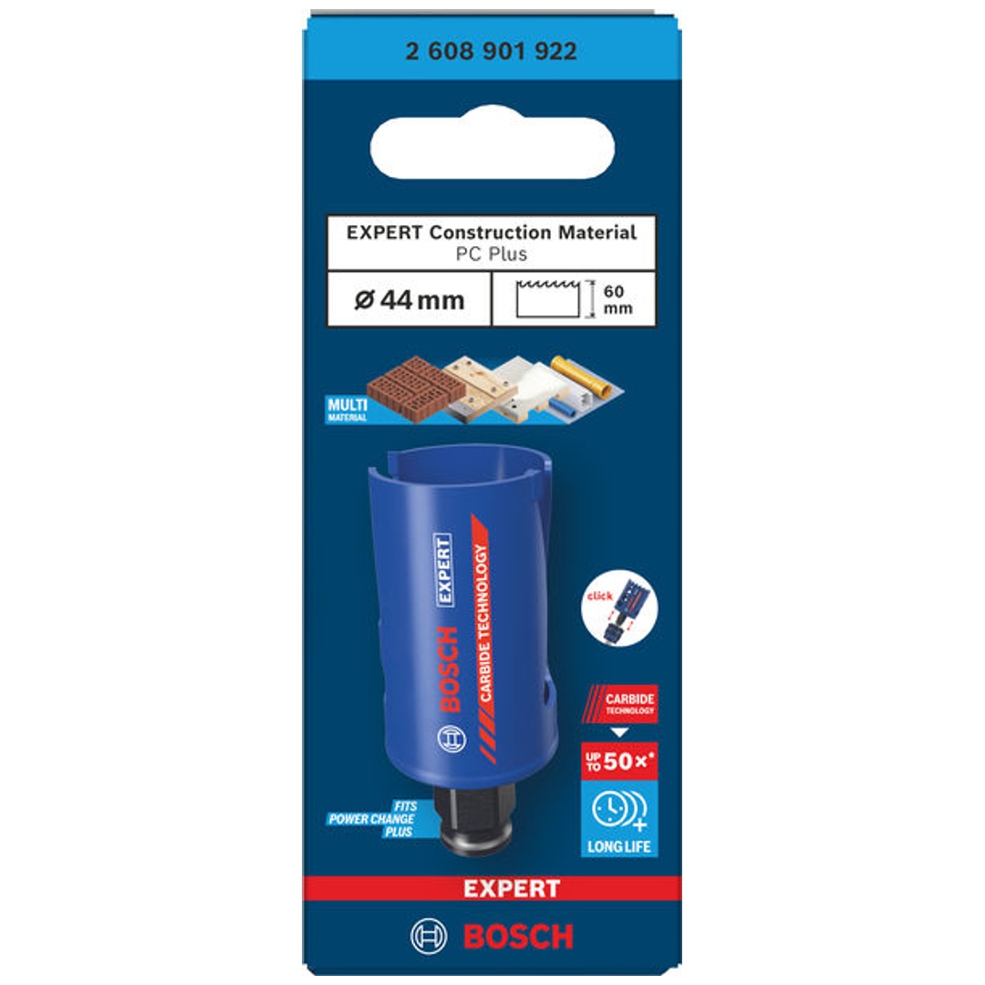 Bosch EXPERT Lochsäge Construction Material Power Change Plus, 44 x 60 mm