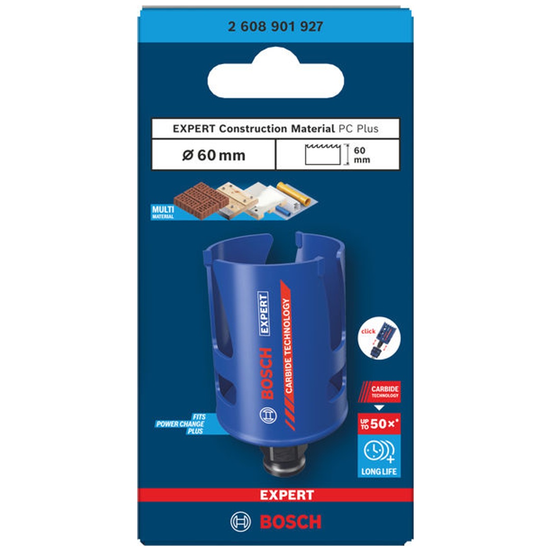 Bosch EXPERT Lochsäge Construction Material Power Change Plus, 60 x 60 mm