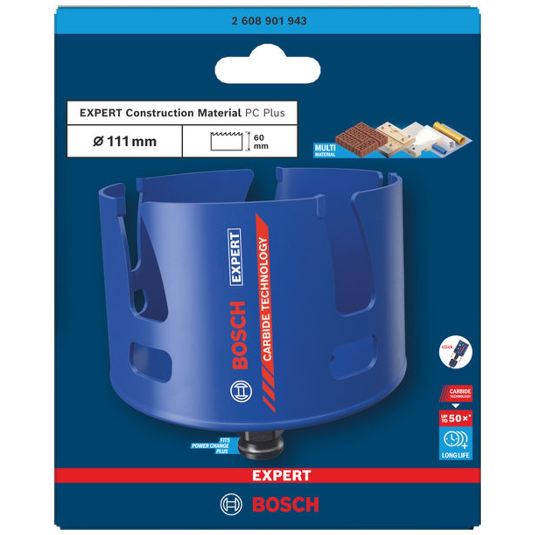 Bosch EXPERT Lochsäge Construction Material Power Change Plus, 111 x 60 mm