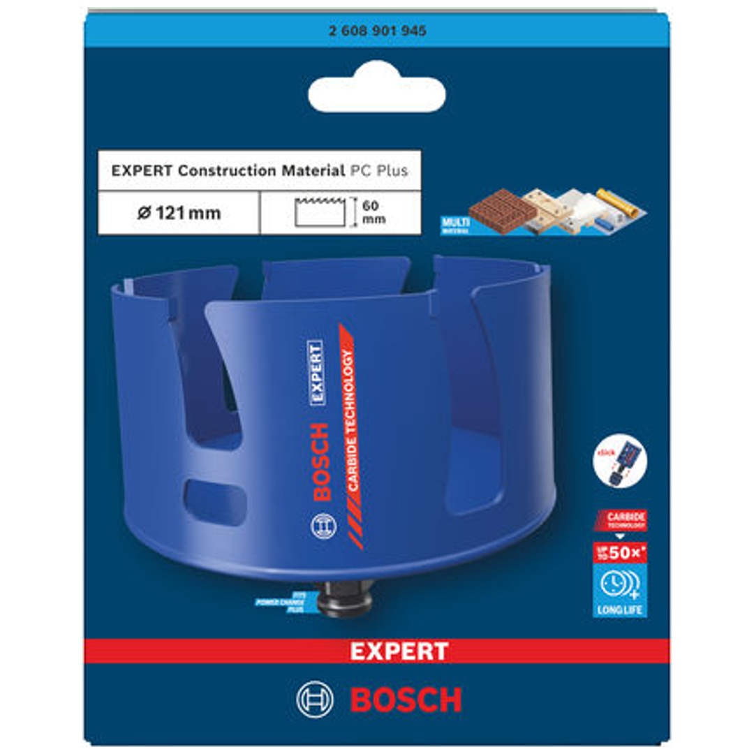 Bosch EXPERT Lochsäge Construction Material Power Change Plus, 121 x 60 mm