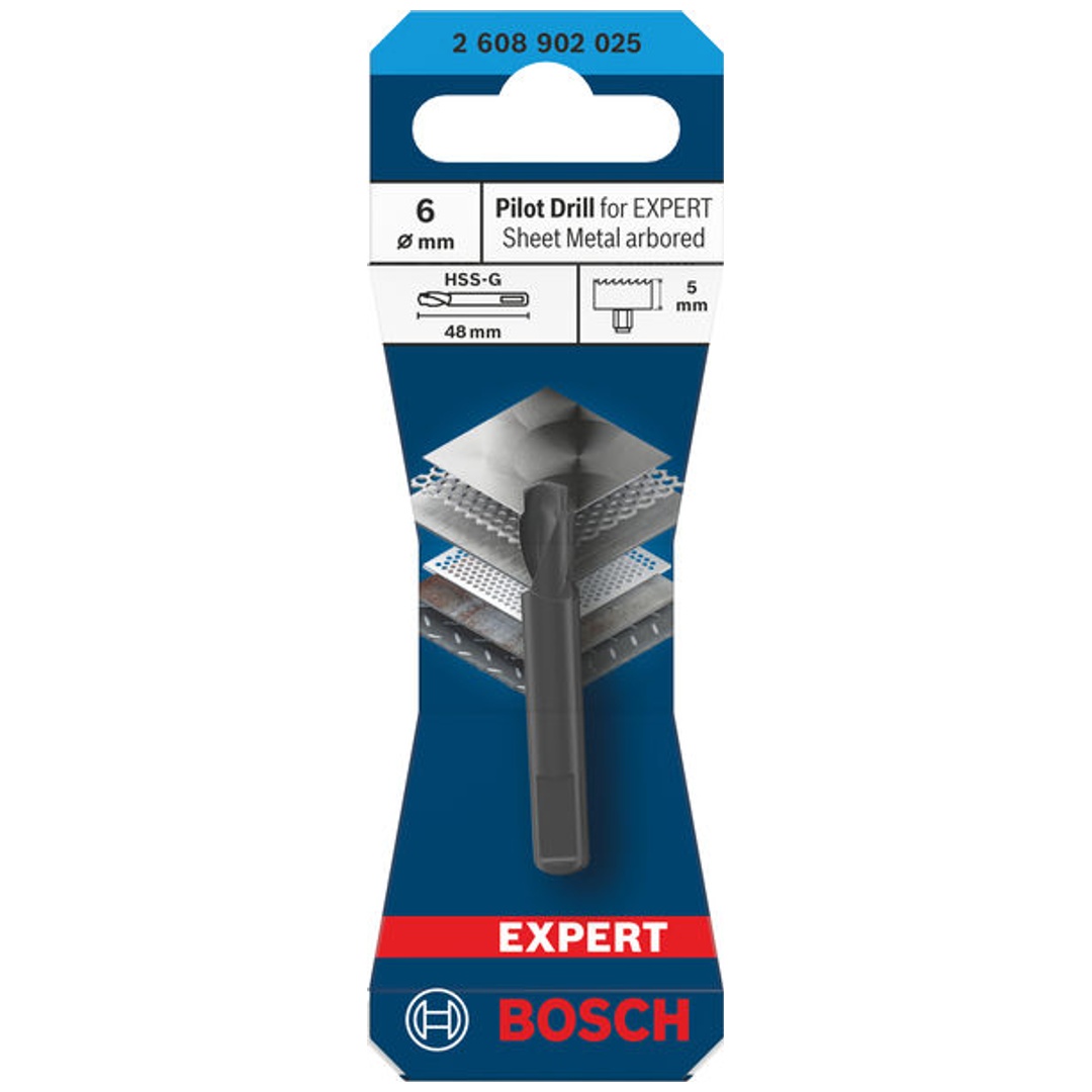 Bosch Zentrierbohrer für EXPERT Sheet Metal Lochsäge mit Aufsteckhalter, Ø 6x5x48 mm