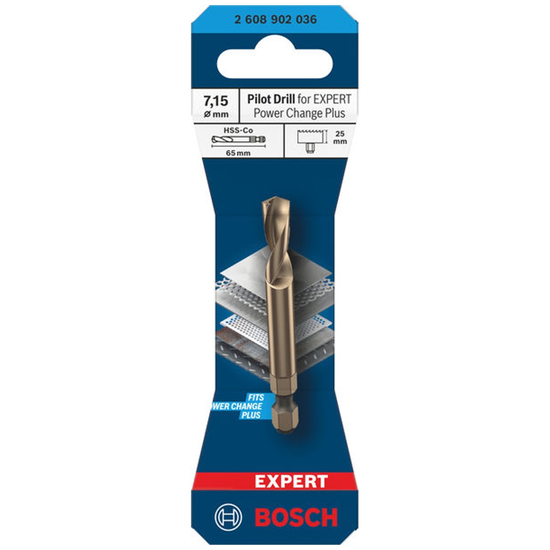 Bosch Zentrierbohrer für EXPERT Power Change Plus, HSS-Co, Ø7,15 x 20 x 65 mm
