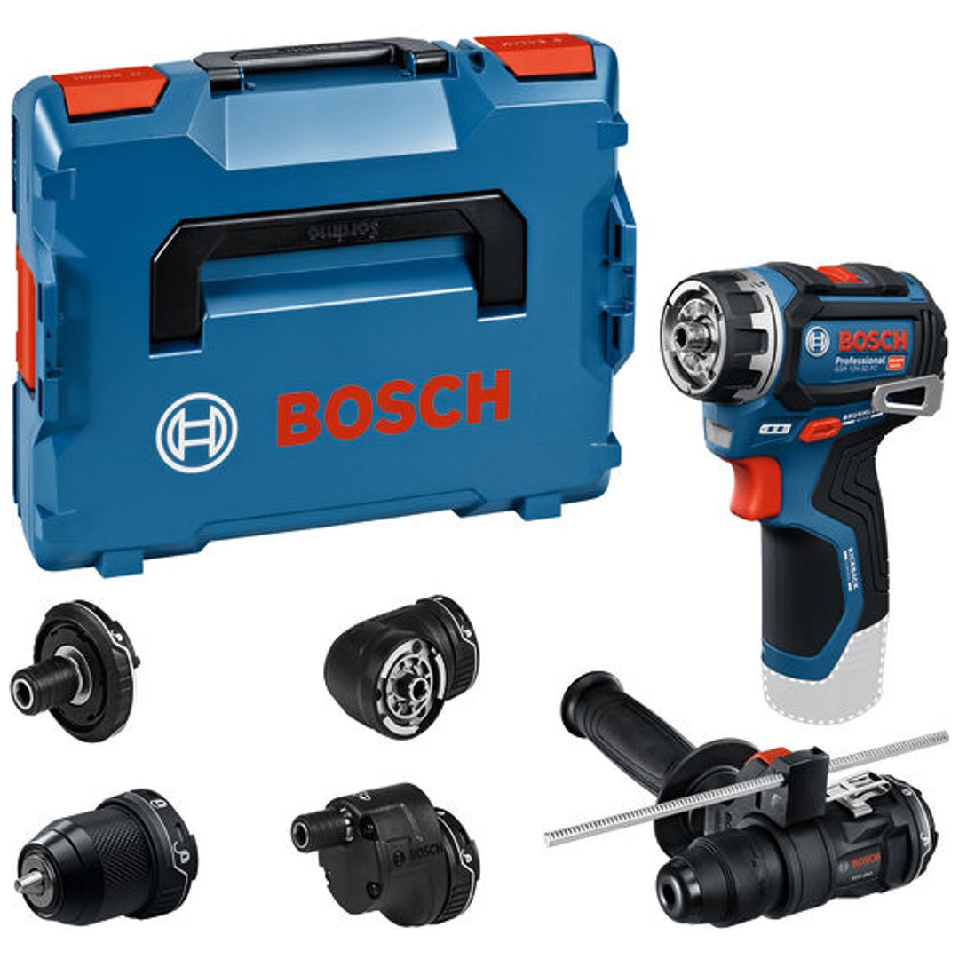 Bosch Professional Bosch Akku-Bohrschrauber GSR 12V-32 FC, incl. div. Aufsätze, Zusatzhandgriff, Tiefenanschlag, L-BOXX