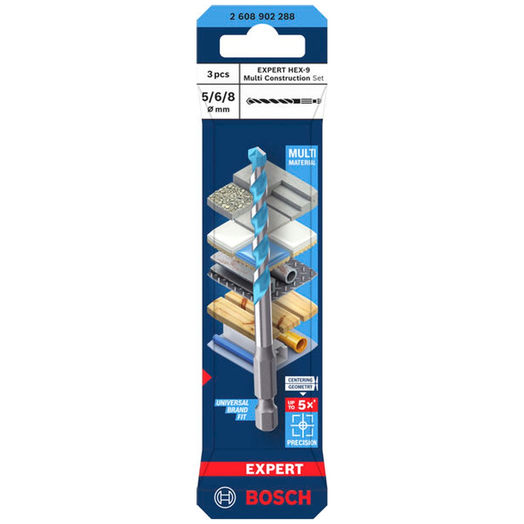 Bosch EXPERT Bohrer HEX-9 Multi Construction-Set, D= 5 / 6 / 8 mm, 3-tlg.