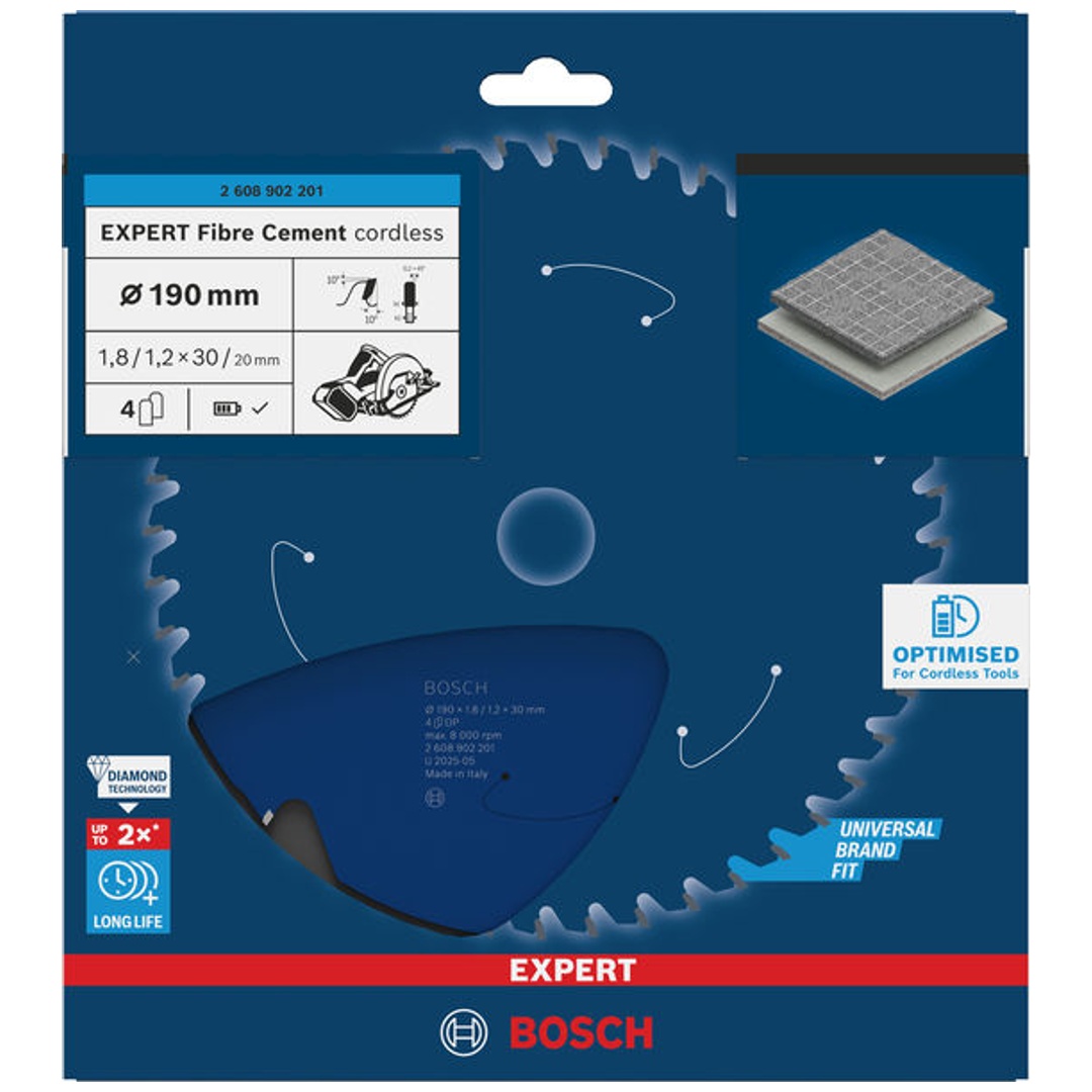 Bosch EXPERT Kreissägeblatt Fiber Cement, 190x1,8x30 mm, Z4