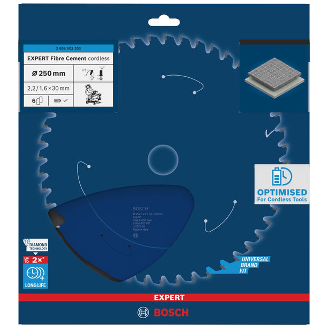 Bosch EXPERT Kreissägeblatt Fiber Cement, 250x2,2x30 mm, Z6