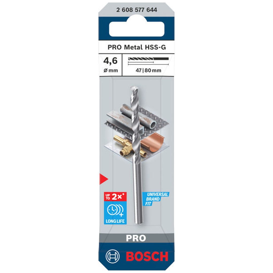 Bosch PRO Spiralbohrer Metal HSS-G, 4,6x47x80 mm