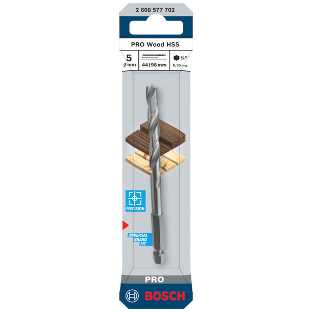 Bosch PRO Holzspiralbohrer HSS Wood, 5x44x98 mm