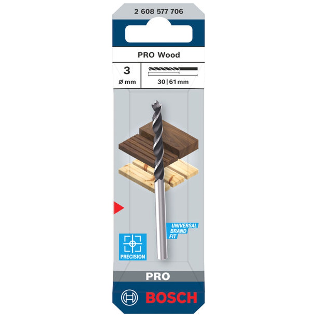 Bosch PRO Holzspiralbohrer Wood, 3x30x61 mm