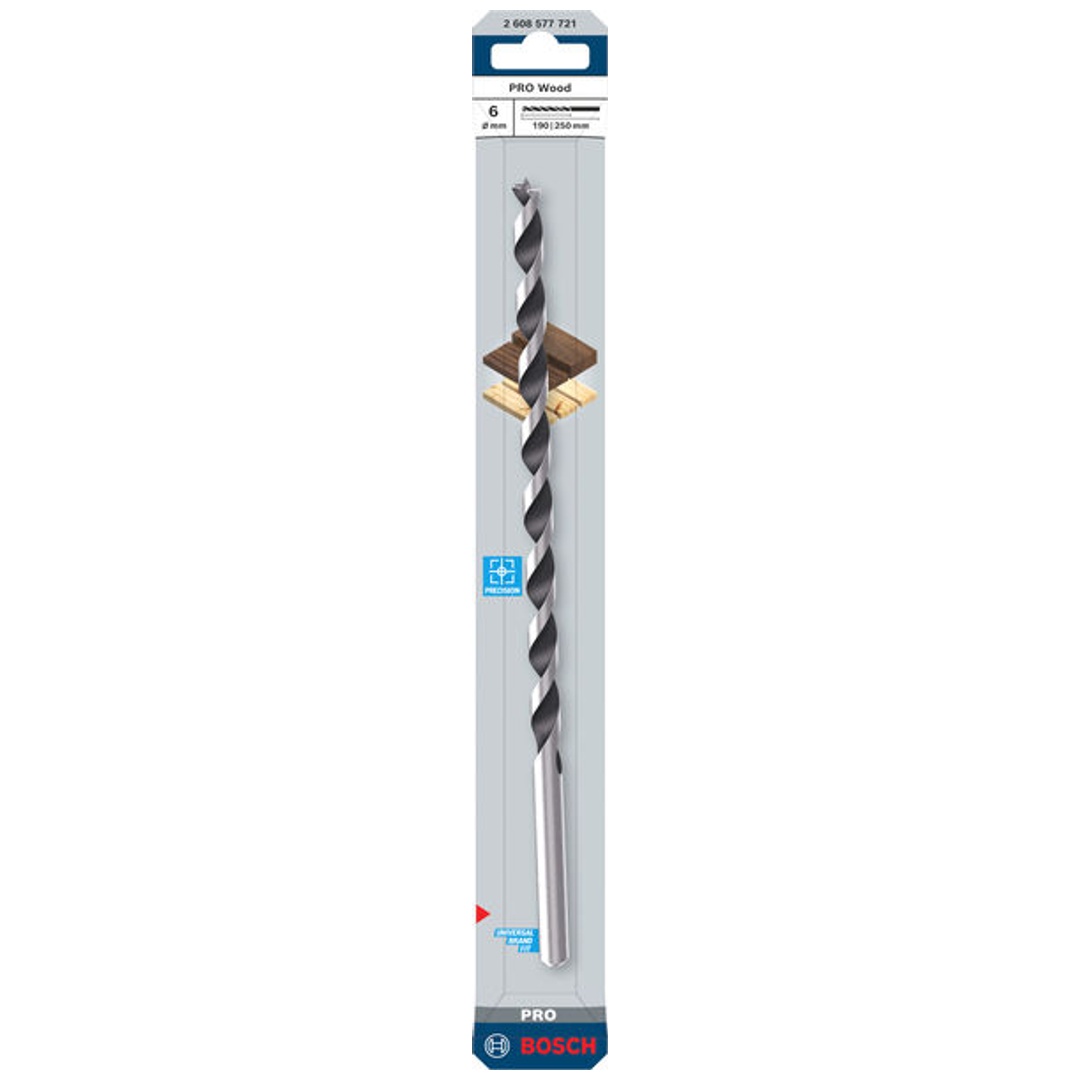 Bosch PRO Holzspiralbohrer Wood, 6x190x250 mm