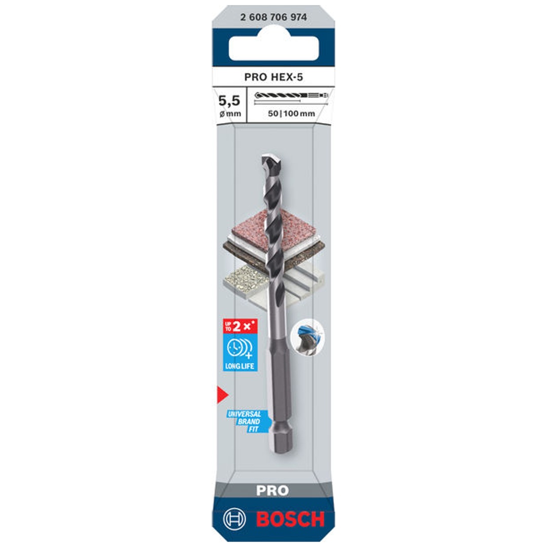 Bosch PRO Bohrer HEX-5, 5,5 x 50 x 100 mm