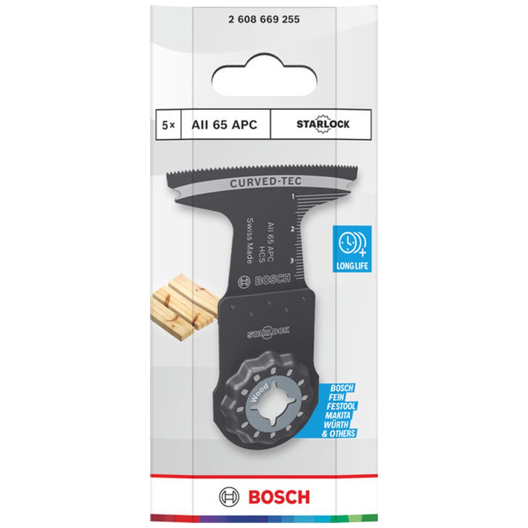 Bosch Tauchsägeblatt AII 65 APC Holz, Starlock, 65 x 40 mm, 5-tlg.