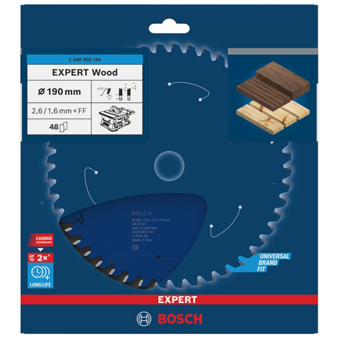Bosch EXPERT Kreissägeblatt Wood, 190x2,4x30 mm, Z48