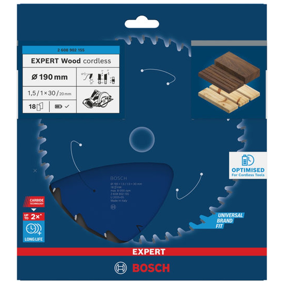 Bosch EXPERT Kreissägeblatt Wood, 190x30 mm, Z18