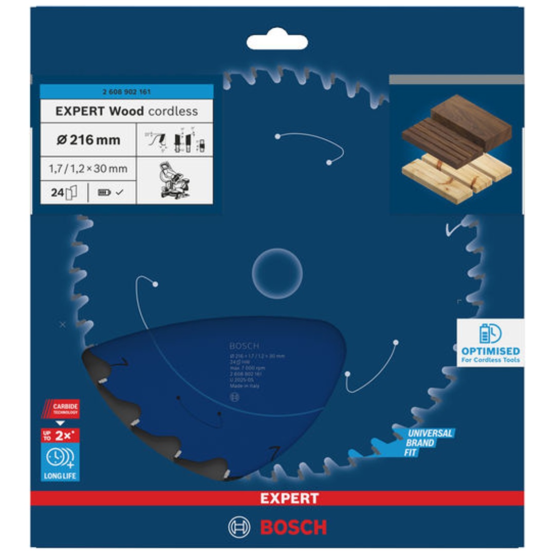 Bosch EXPERT Kreissägeblatt Wood, 216x1,7x30 mm, Z24, Zahnwinkel 5°