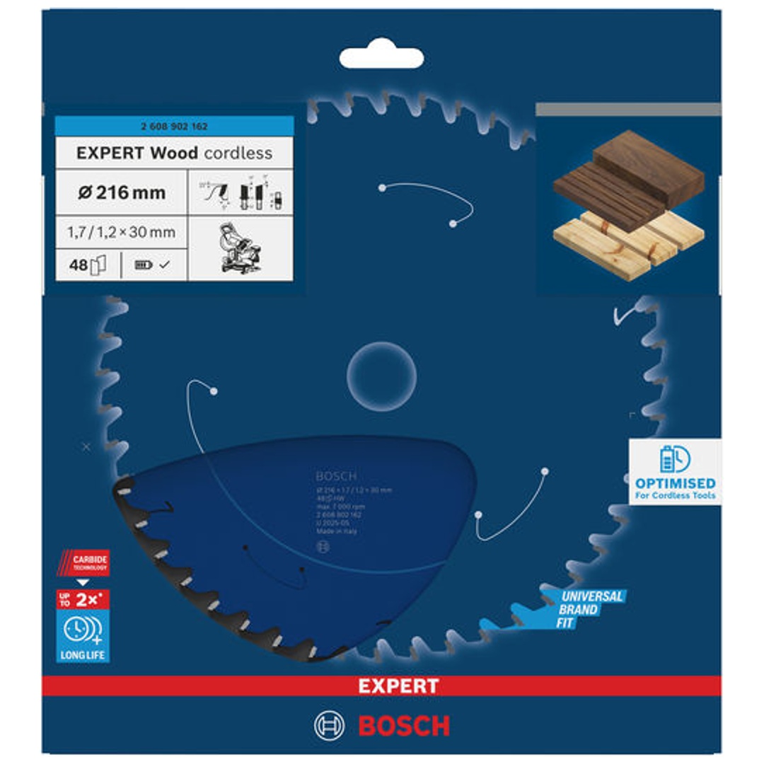 Bosch EXPERT Kreissägeblatt Wood, 216x1,7x30 mm, Z48, Spanwinkel 5°