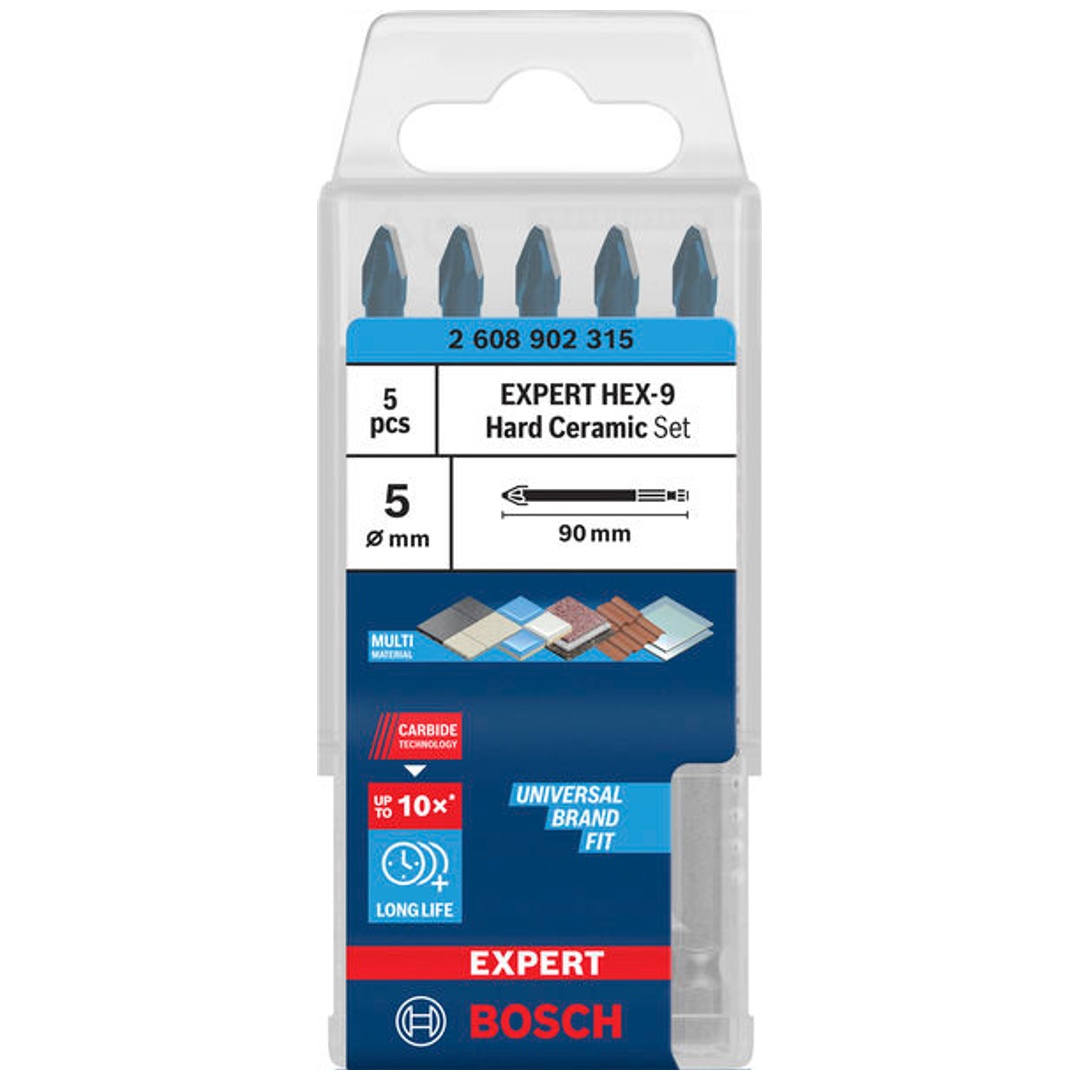 Bosch EXPERT Bohrer-Set HEX-9 Hard Ceramic, 5 x 90 mm, 5-tlg.