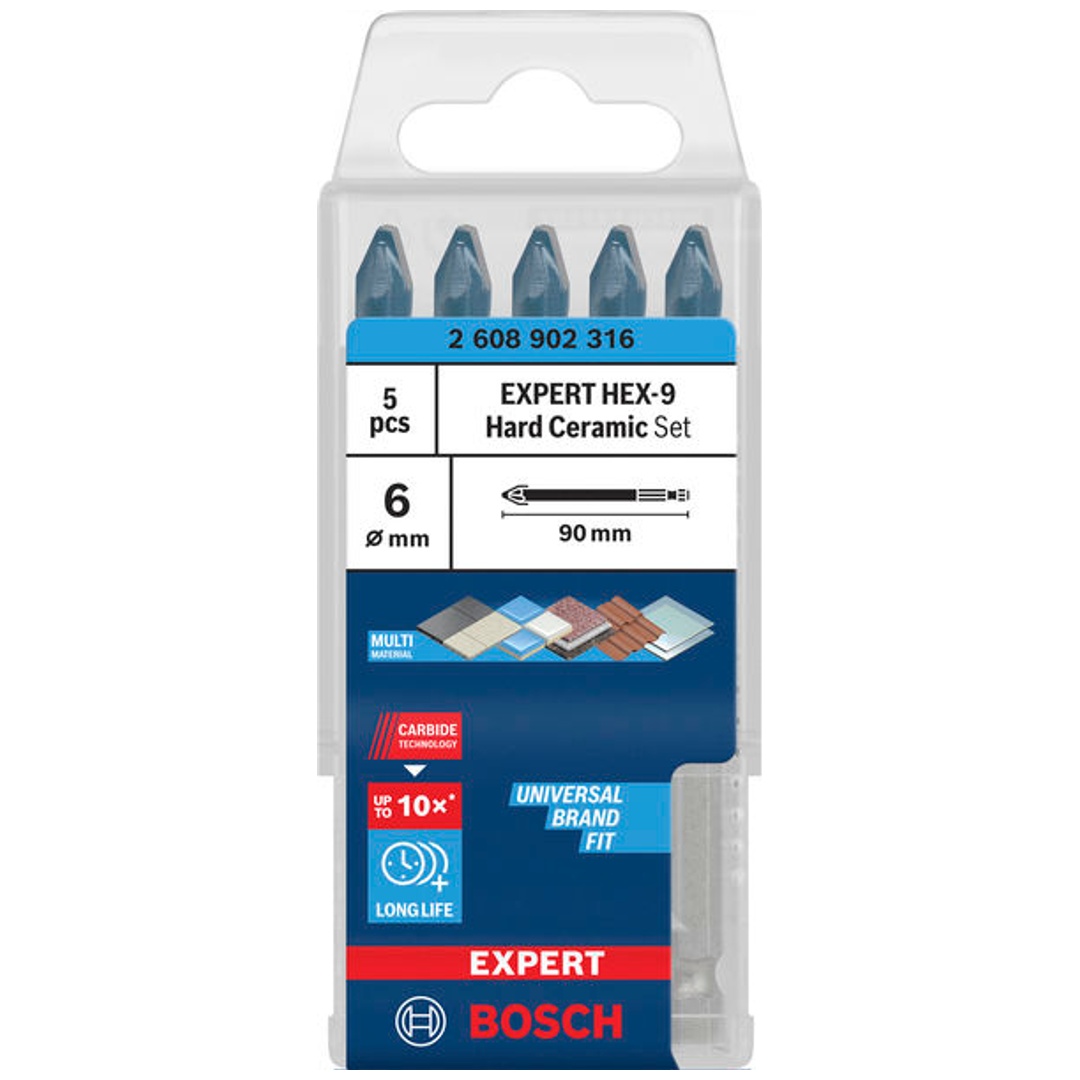Bosch EXPERT Bohrer-Set HEX-9 Hard Ceramic, 6 x 90 mm, 5-tlg.