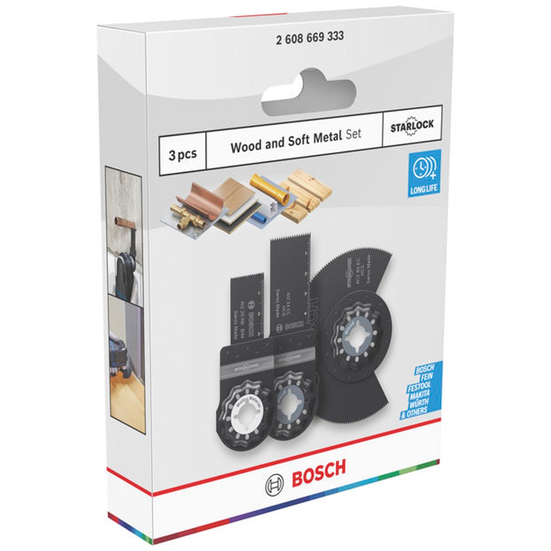 Bosch Holz- und Weichmetall-Blatt-Set, Multitool-Sägeblätter, 3-tlg.