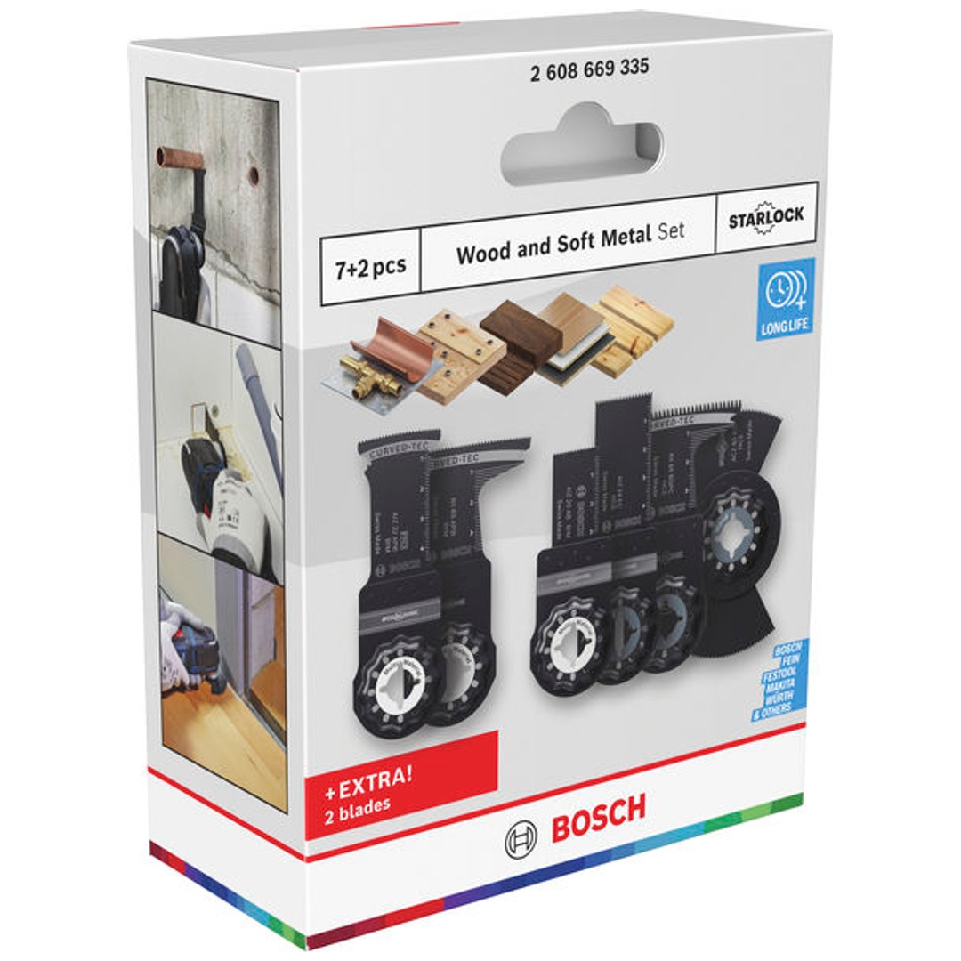 Bosch Holz- und Weichmetall-Set, Multitool-Sägeblätter, 9-tlg.