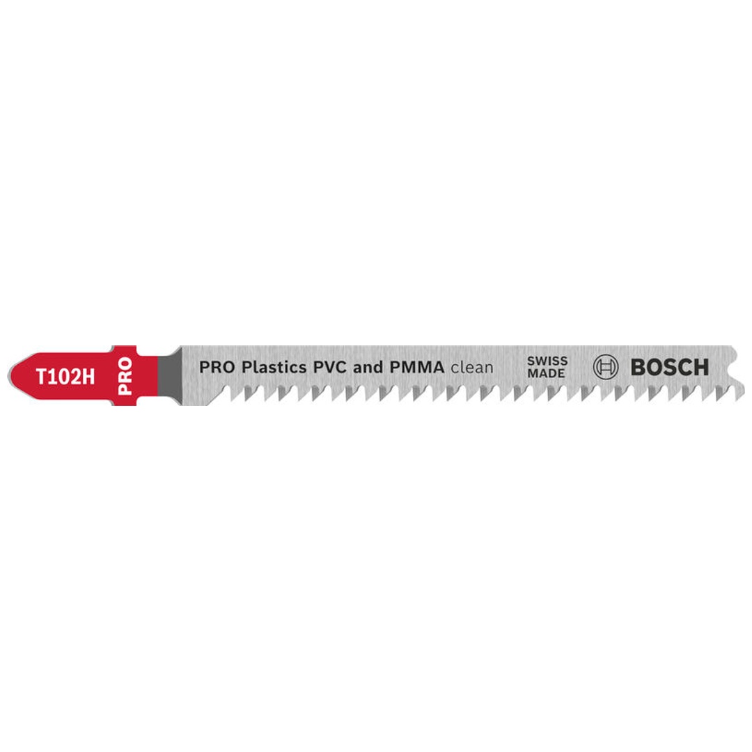 Bosch PRO Stichsägeblatt Plastics PVC and PMMA clean T102H, 100 mm, 5-tlg.