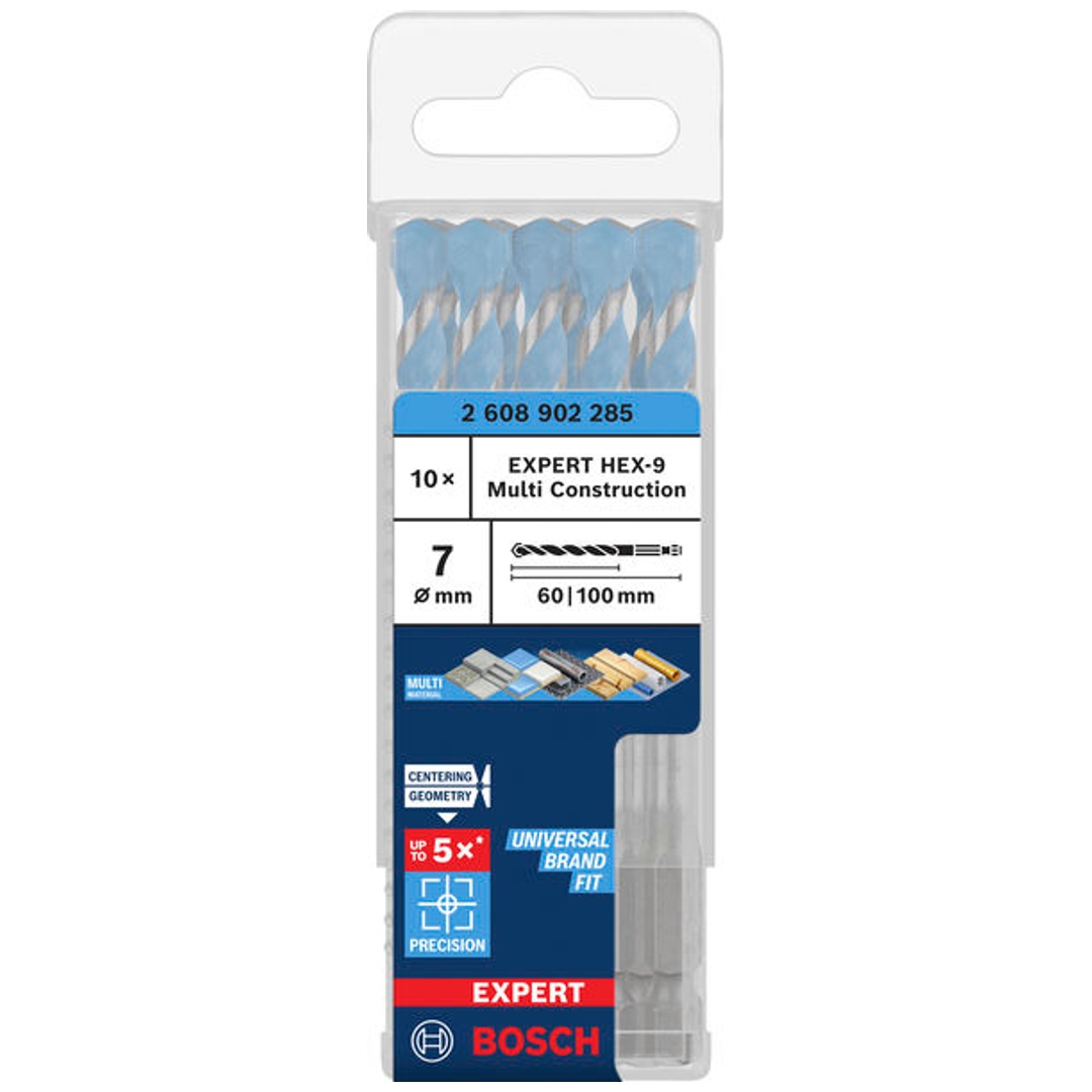 Bosch EXPERT Bohrer HEX-9 Multi Construction, 7 x 60 x 100 mm, Packung á 10 Stk.