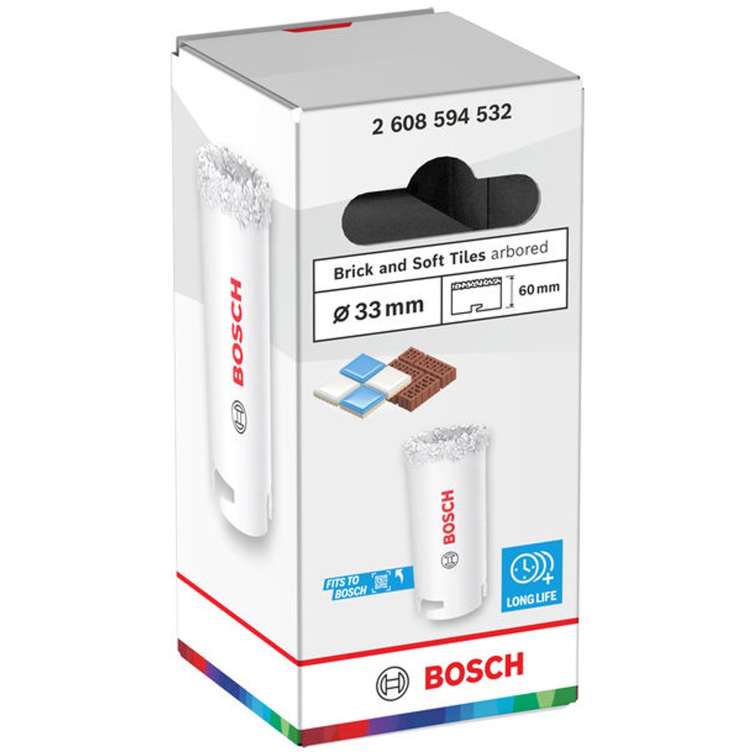 Bosch Lochsäge mit Aufsteckhalter Brick and Soft Tile, 33 x 60 mm