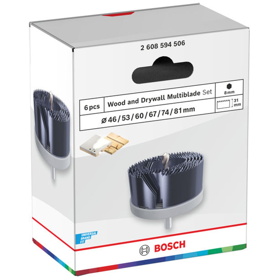Bosch Lochsägen-Set mit Aufsteckhalter Wood and Drywall, 46/53/60/67/74/81 x 31 mm