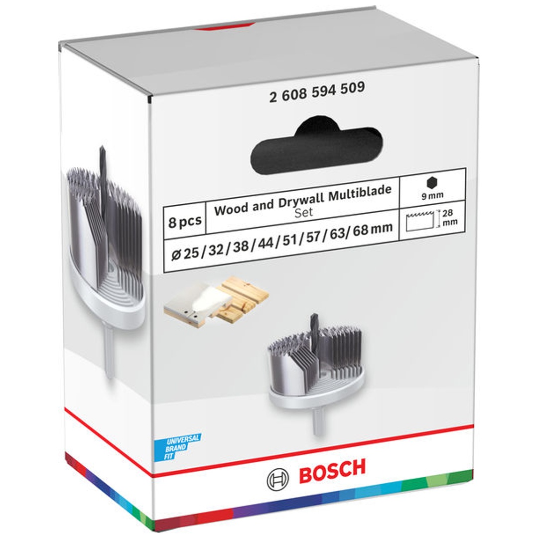 Bosch Lochsägen-Set mit Aufsteckhalter Wood and Drywall, 25/32/38/44/51/57/63/68x28 mm